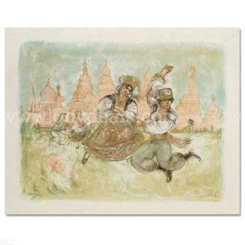 Edna Hibel (1917-2014), "Russian Dancers" Limited Edition Fine Art