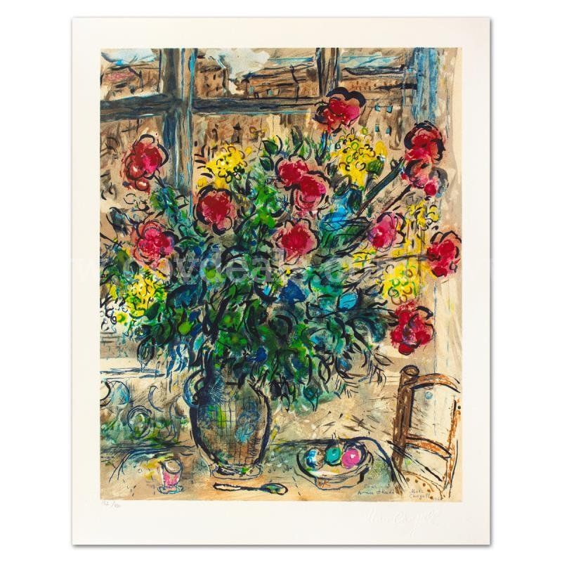 Marc Chagall (1887-1985), "Le Bouquet Devant La Fenetre" Limited Edition Fine Art