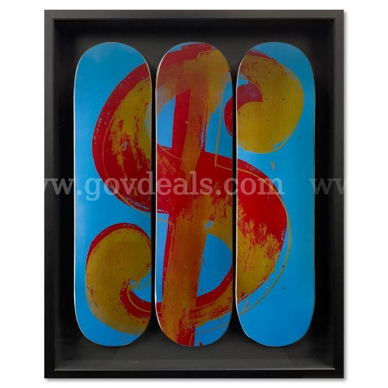 Andy Warhol (1928-1987), "Dollar Sign Skateboard Triptych" Collectible Fine Art