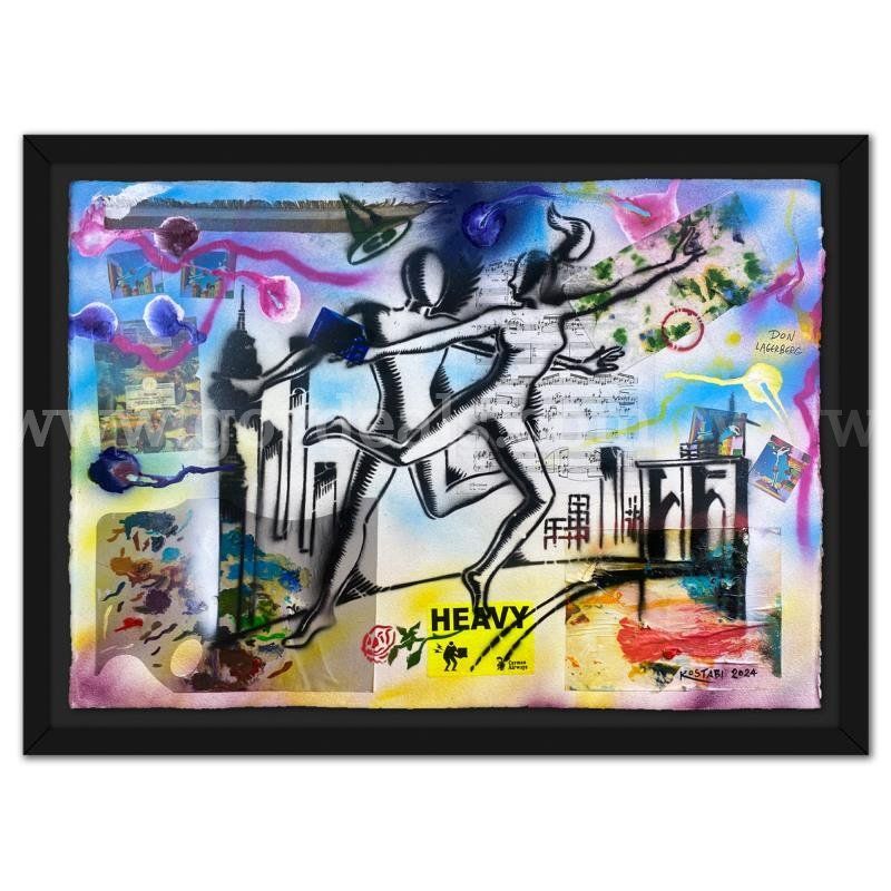 Mark Kostabi, "A Choreography of Souls" Original/ Unique Art Fine Art
