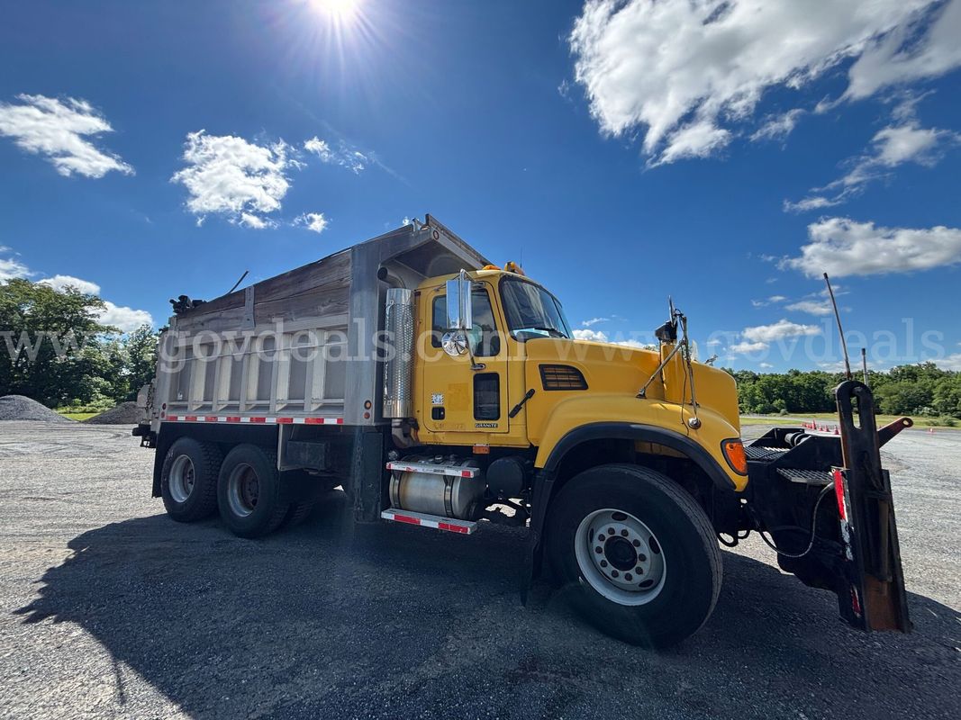 2007 Mack CV713 Granite Tandem Dump Truck w/ Spreader & Snow Plow Package