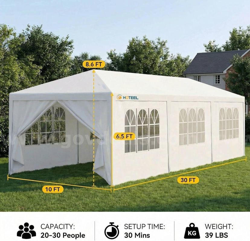 NEW - FREE SHIPPING 10x30 White Outdoor Party Tent