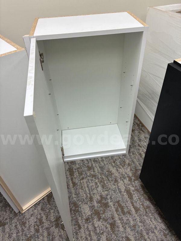Wooden cabinets and bookshelf