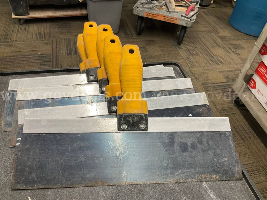 Lot of 5 14" Drywall Taping Knives / Taping Spatulas – Ergonomic Yellow Handles