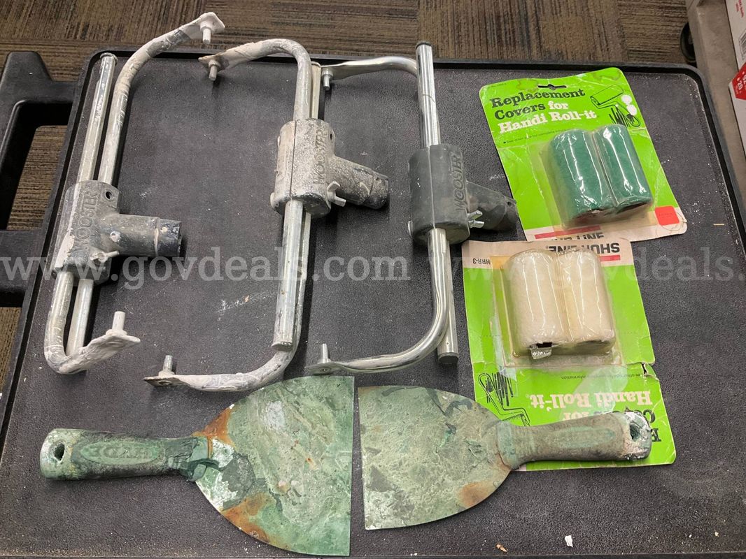 Lot of Vintage/Used Commercial Painting Tools – Wooster Roller Frames, Hyde Scrapers, Shur-Line Covers