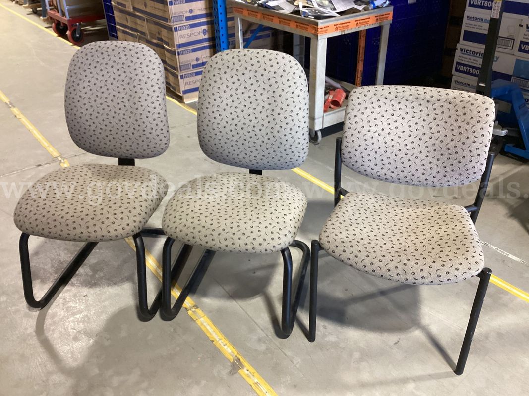 Set of (3) SitOnIt Commercial Office Guest Chairs – Grey Patterned Upholstery
