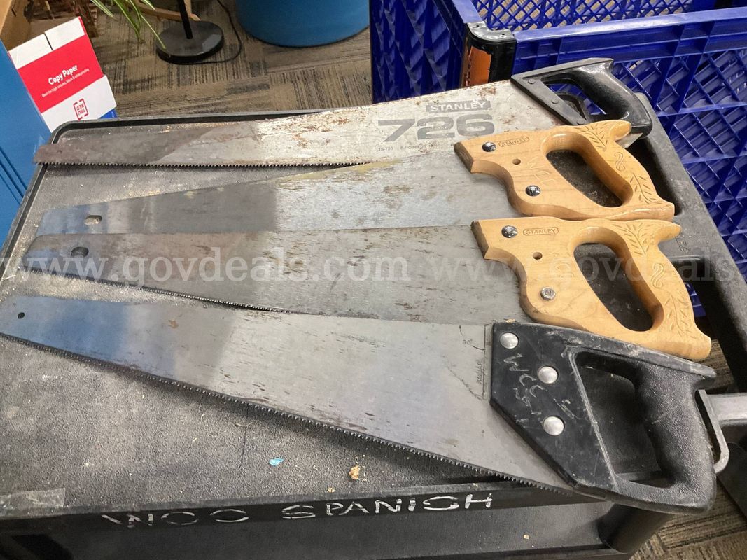 Bundle of 4 Woodworking Hand Saws (Stanley 726 & Vintage Wood Handle Saws)