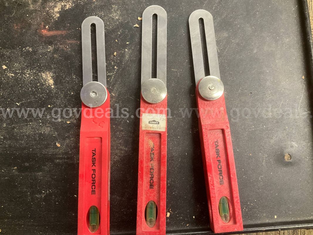 Lot of 3 Task Force Sliding T-Bevel Tools w/ Spirit Level Angle Finder Woodworking