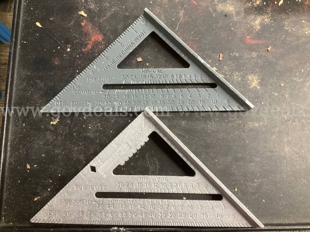 Lot of 2 Aluminum 7" Speed Squares - Swanson USA & Generic Rafter Squares