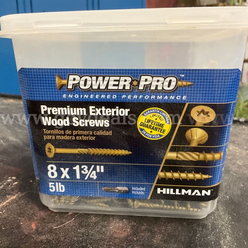 Power Pro Premium Exterior Wood Screws #8 x 1-3/4" - 5 lbs (T-20)