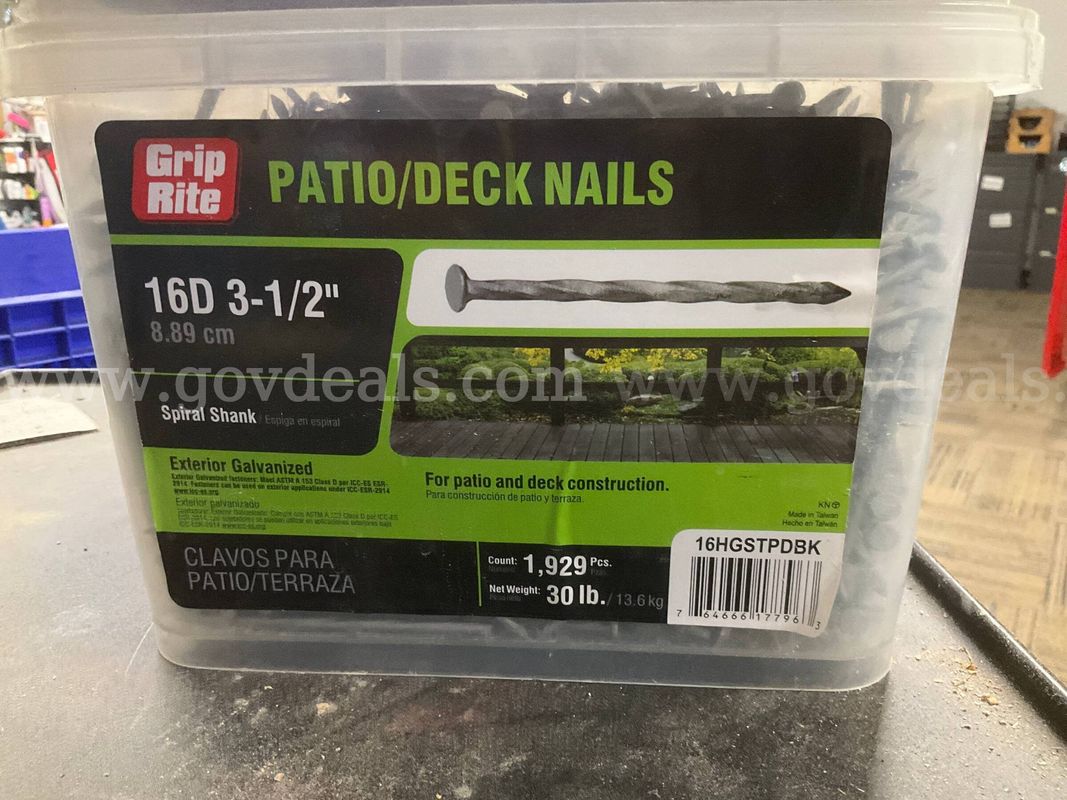 Grip-Rite 16D 3-1/2" Exterior Galvanized Deck/Patio Nails – Tub