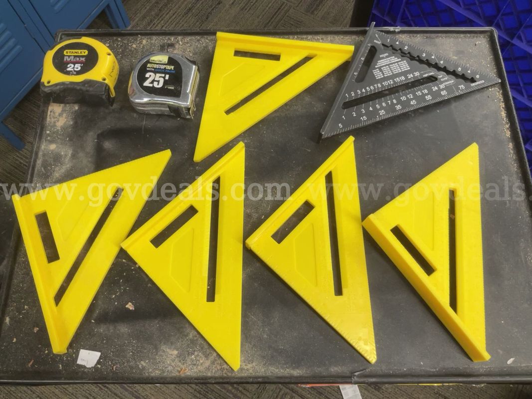 8-Piece Measuring & Layout Tool Lot – 2x 25ft Tape Measures & 6x Speed Squares