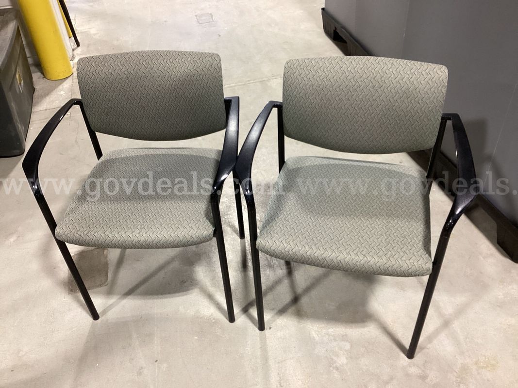 Pair of Steelcase Office Side Chairs – Fabric Upholstery, Armrests