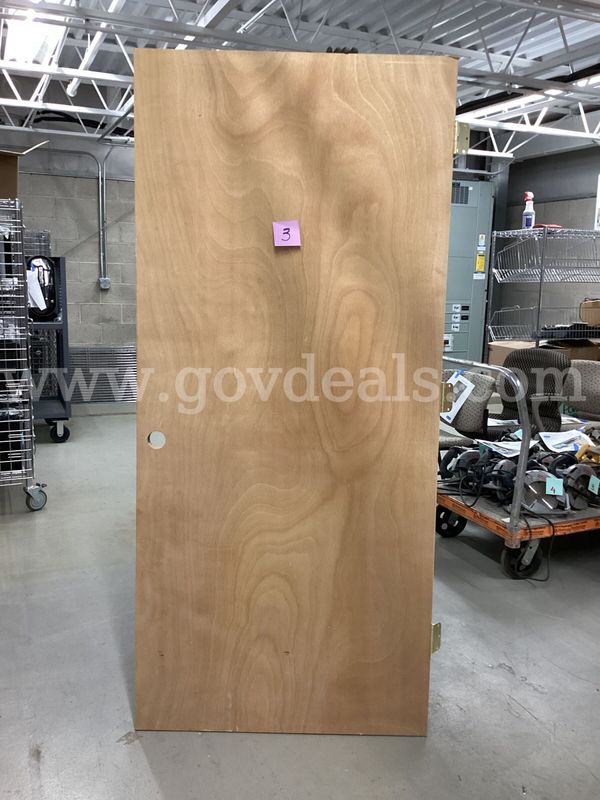 36" x 80.5" Wood Flush Interior Door Slab w/ Hinges – Pre-Bored & Used