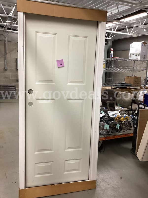 32" x 79" Pre-Hung Steel Exterior Entry Door – 6-Panel, Left-Hand In-Swing (Used/As-Is)