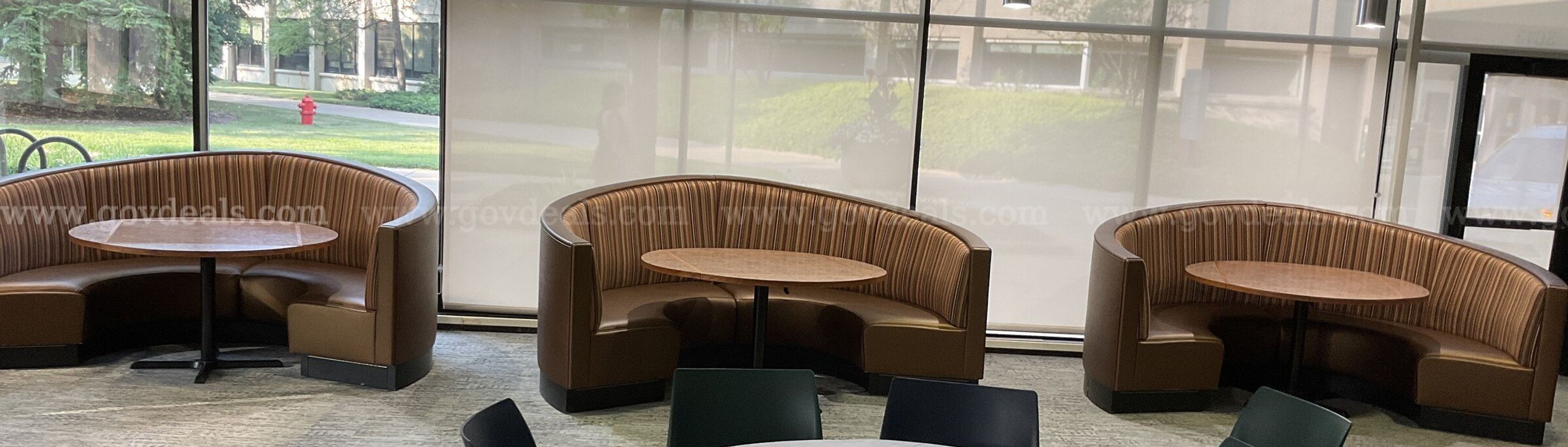 Commercial Grade Curved Booth Benches on Wheels – Set of 3 (No Tables) 94"x44"