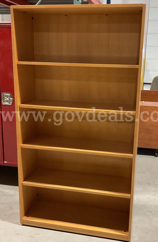5-Shelf Tall Bookcase / Storage Shelving Unit – Natural Wood Finish 67.5"x14"x36