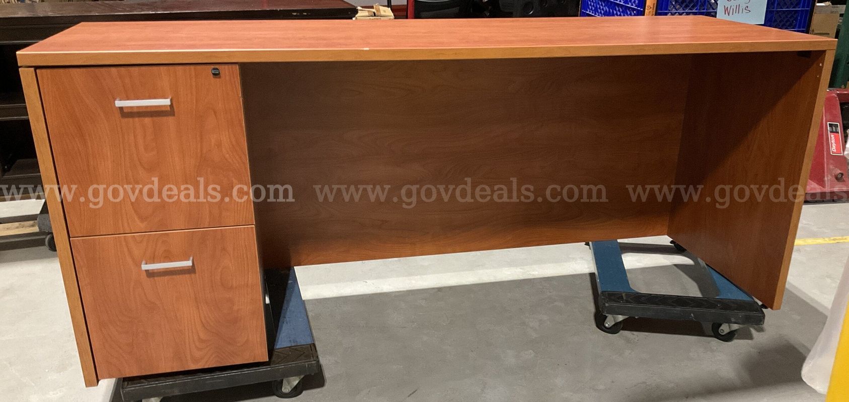 Commercial Office Desk with 2 Locking File Drawers – Warm Cherry Finish 24"x72"x29.5"