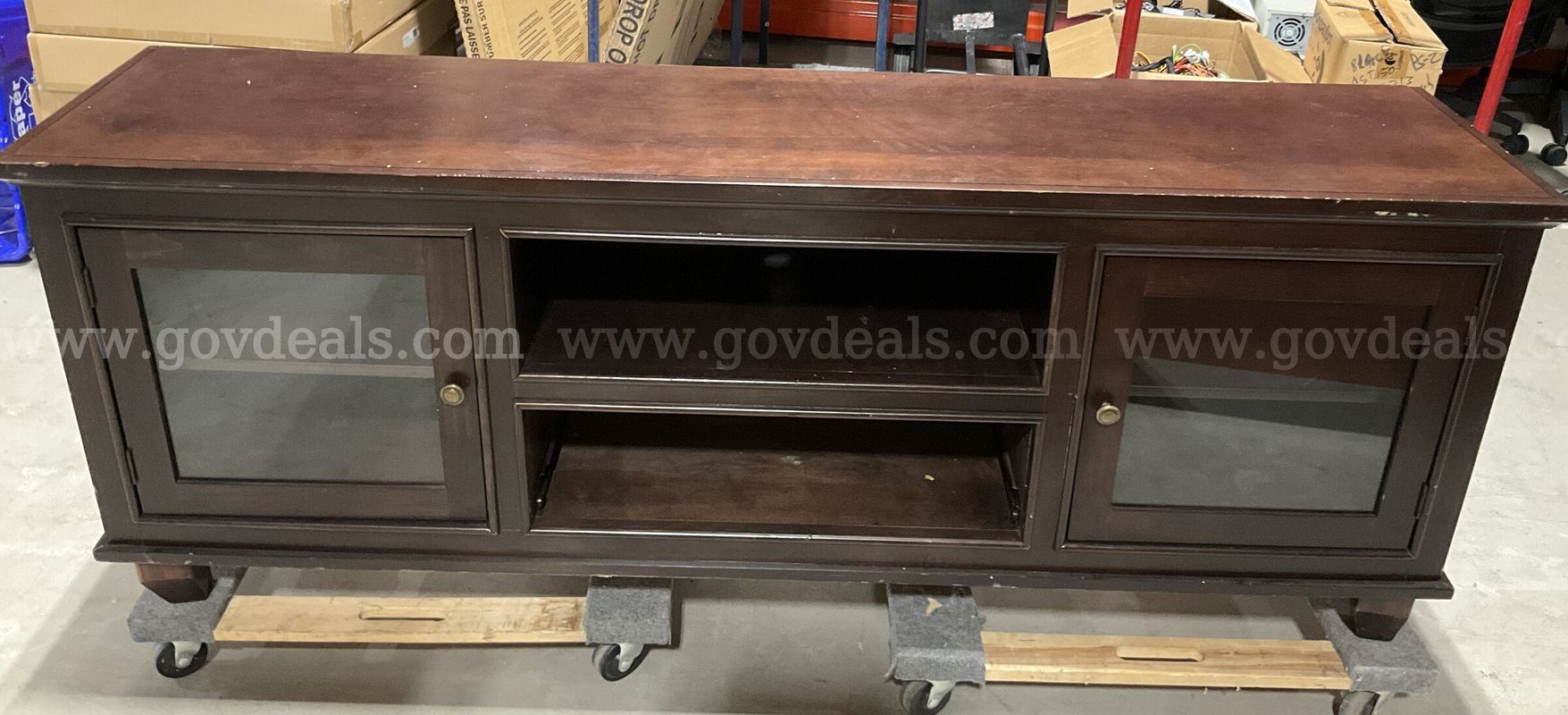 Large 72-inch TV Stand & Entertainment Center w/ Glass Doors 72"x16.5"x28"