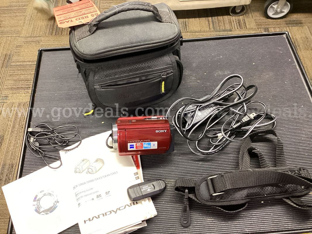 Sony Handycam DCR-SR68 Red 80GB HDD Camcorder Bundle – Untested / As-Is