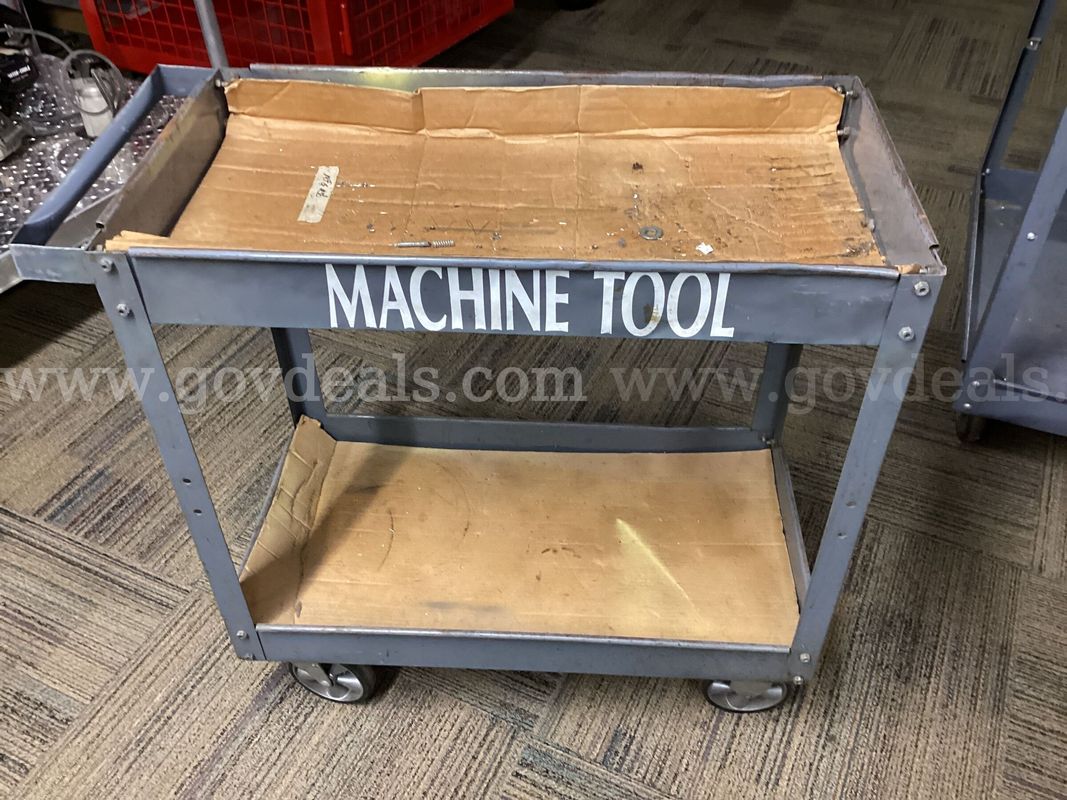 Vintage Steel Machine Tool Utility Cart with Casters – 34" L x 16" W x 32" H