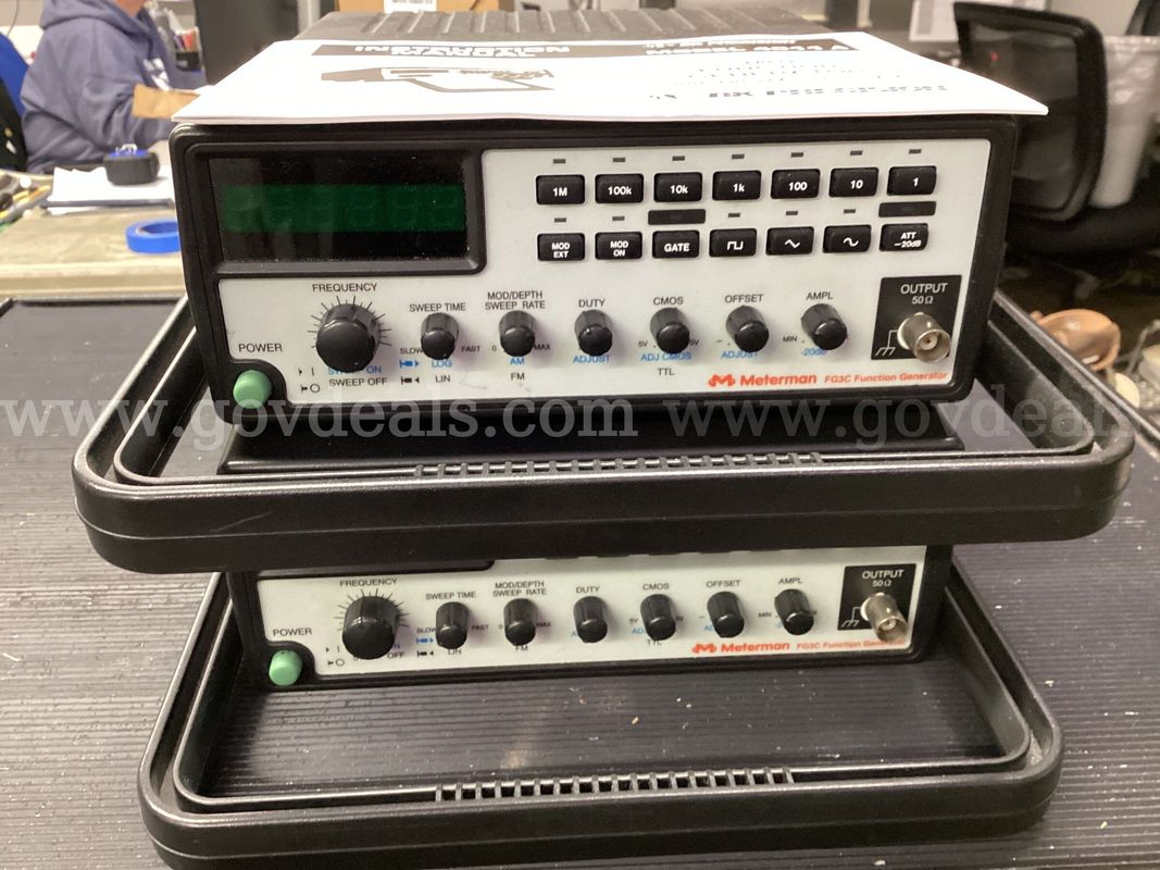 Lot of 2 Meterman FG3C Function Generators 0.3Hz-3MHz w/ B&K Precision 4011A Manual - AS-IS / Untested