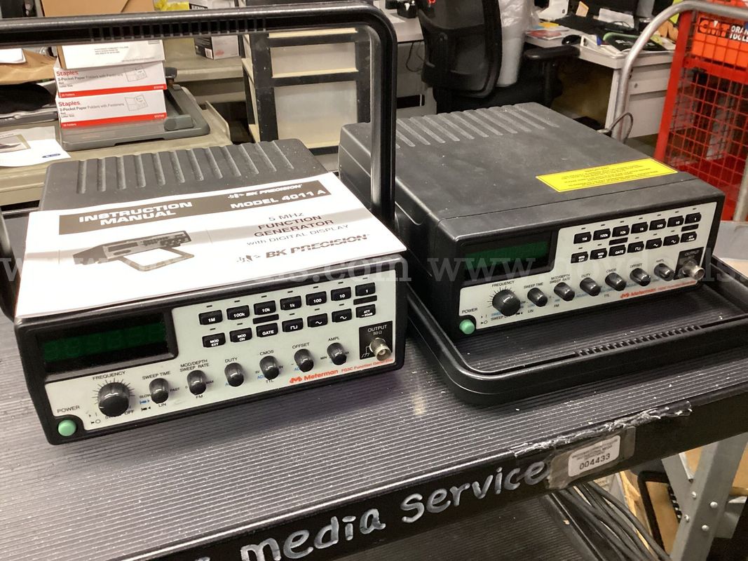 Lot of 2 Meterman FG3C Function Generators 0.3Hz-3MHz w/ B&K Precision 4011A Manual - AS-IS / Untested