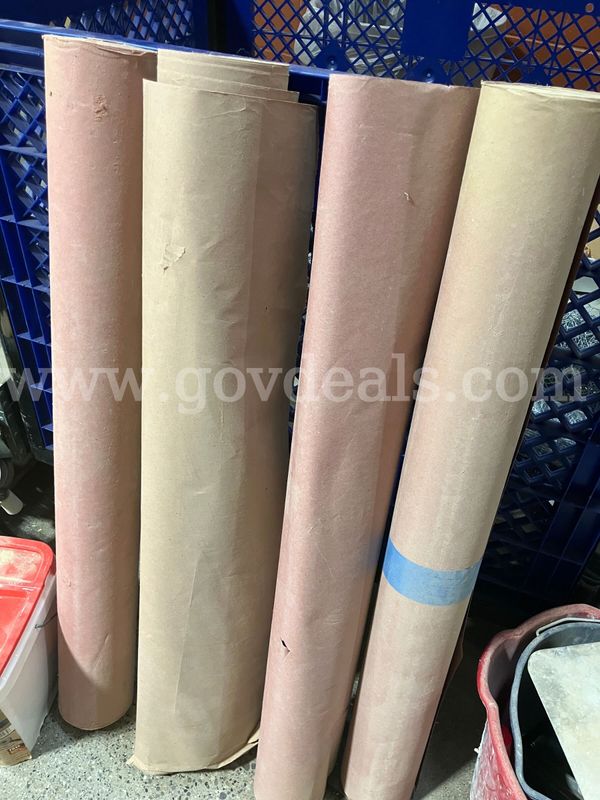 Lot of 4 Construction Surface Protection Paper Rolls (Red Rosin & Brown Kraft) - 36" Wide (Must be picked up by 9/8/26)