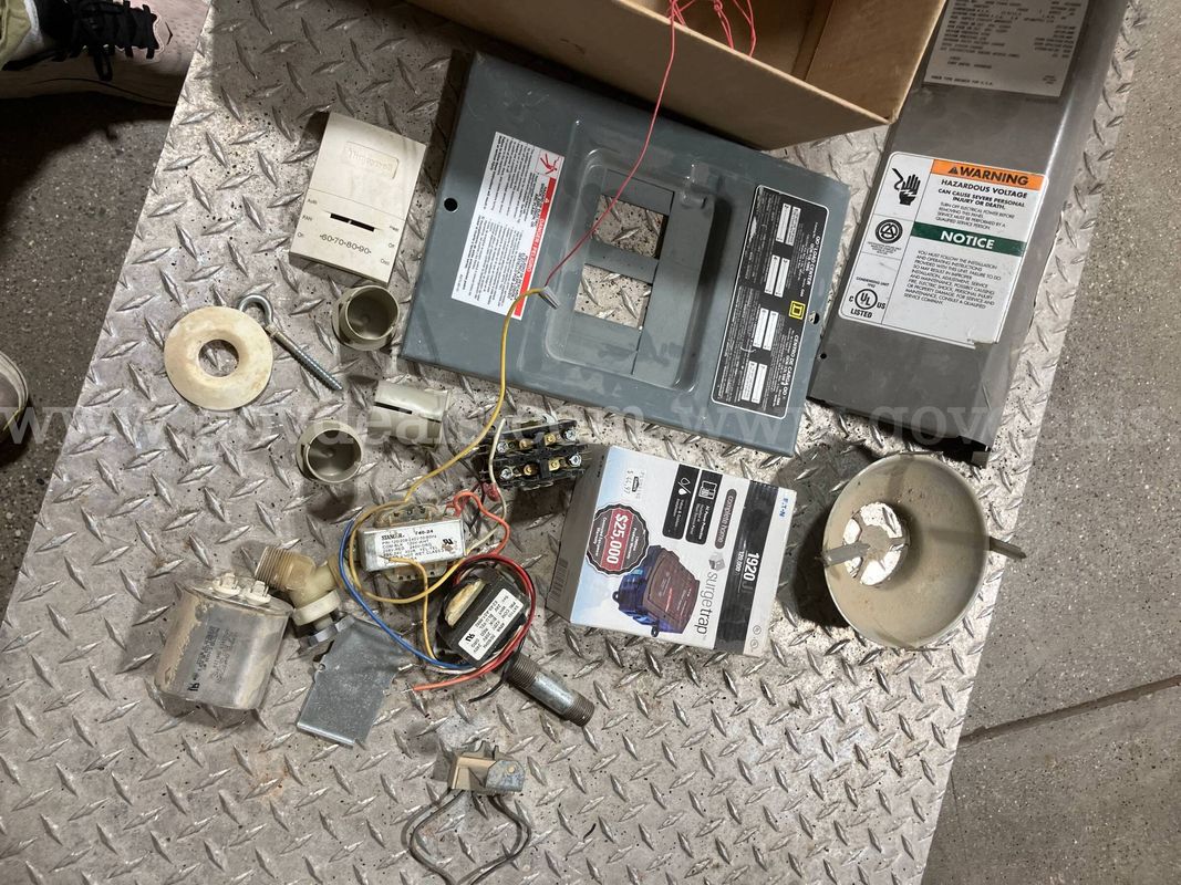 HVAC & Electrical Parts Lot – Square D Panel Cover, Eaton Surge Protector, Transformers & Components