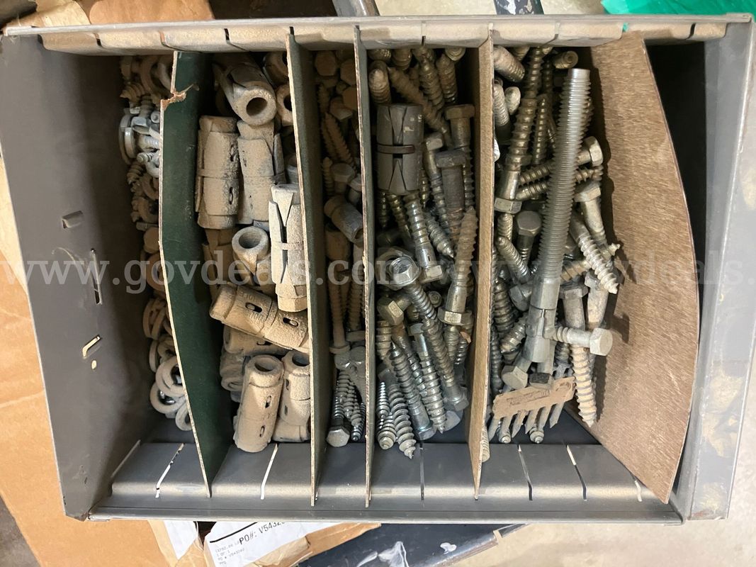 Metal Hardware Bin Drawer w/ Heavy Duty Masonry Anchors & Lag Bolts Lot