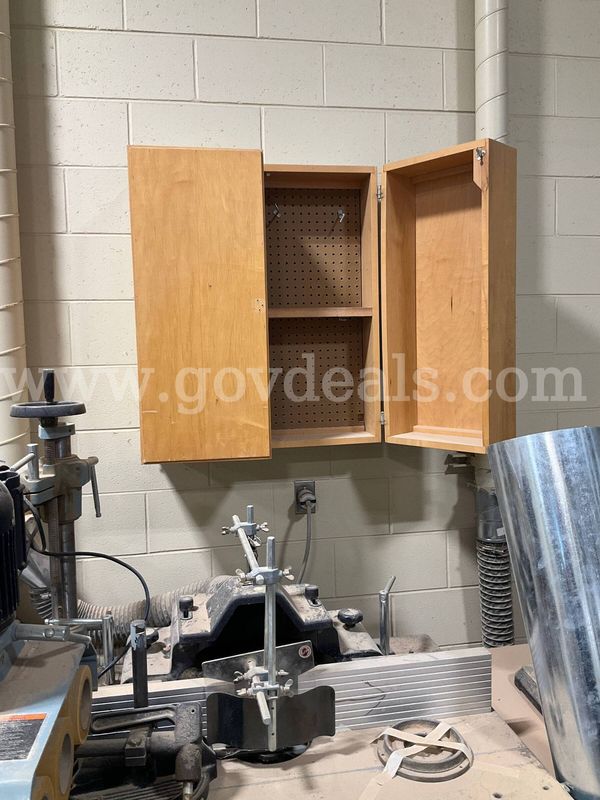 Set of 3 Wall-Mount Wood Tool Cabinets w/ Pegboard Backing