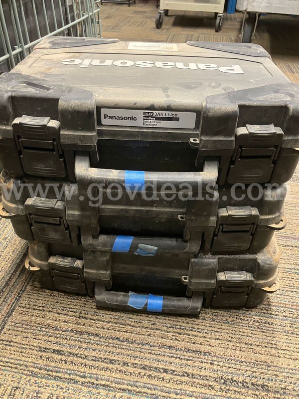 Lot of 3 Panasonic Power Tool Hard Cases + Panasonic Flashlight / Work Light