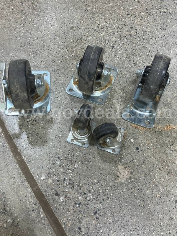 Set of 5 Heavy Duty Caster Wheels – 4" & 2" (Swivel, Locking, Rigid)