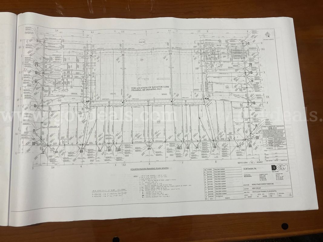 Original One World Trade Center Structural Framing Blueprints / Architectural Plans