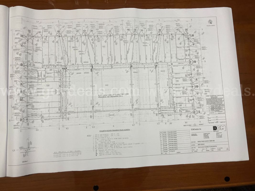 Original One World Trade Center Structural Framing Blueprints / Architectural Plans