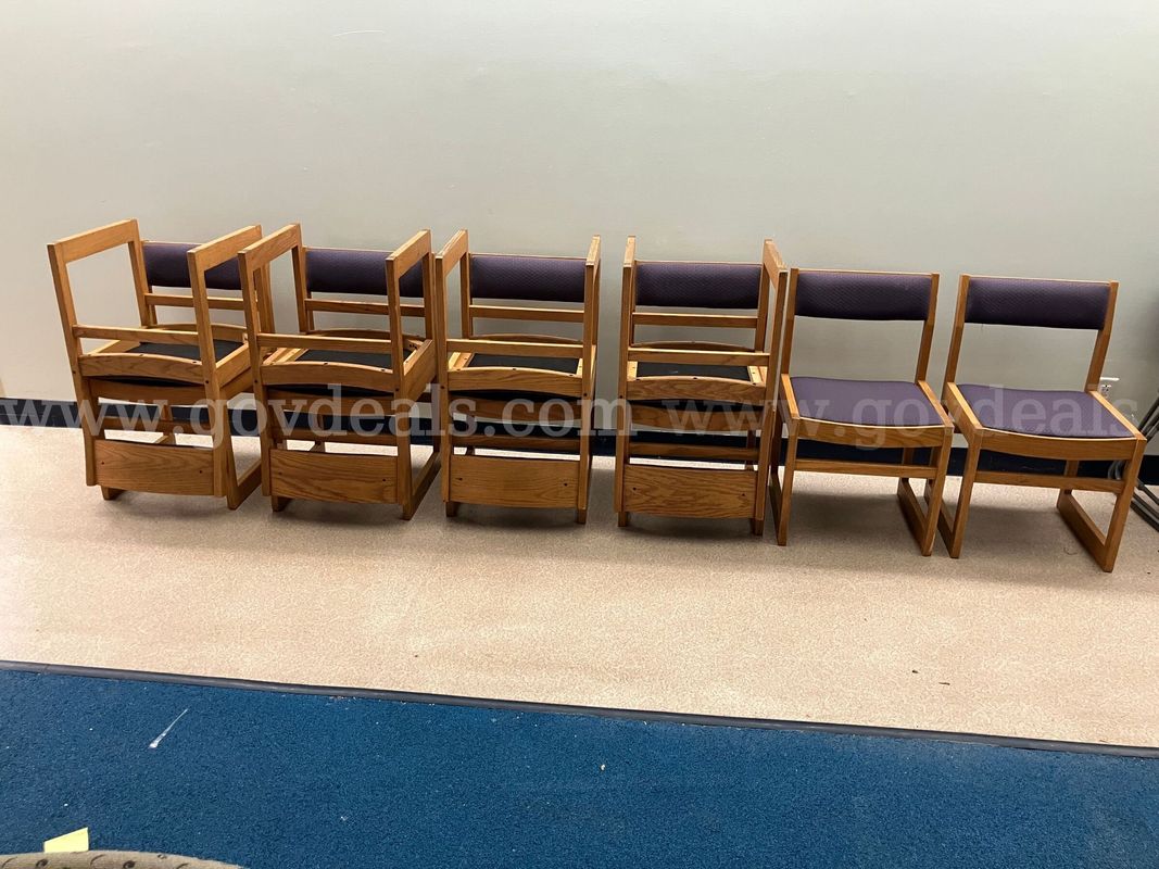 Set of 10 Jasper Chair Co. Commercial Wood & Upholstered Library/Conference Chairs