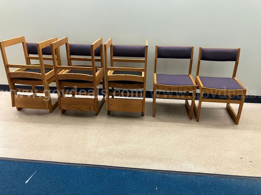 Set of 8 Jasper Chair Co. Solid Oak Library / Office Chairs (Upholstered)