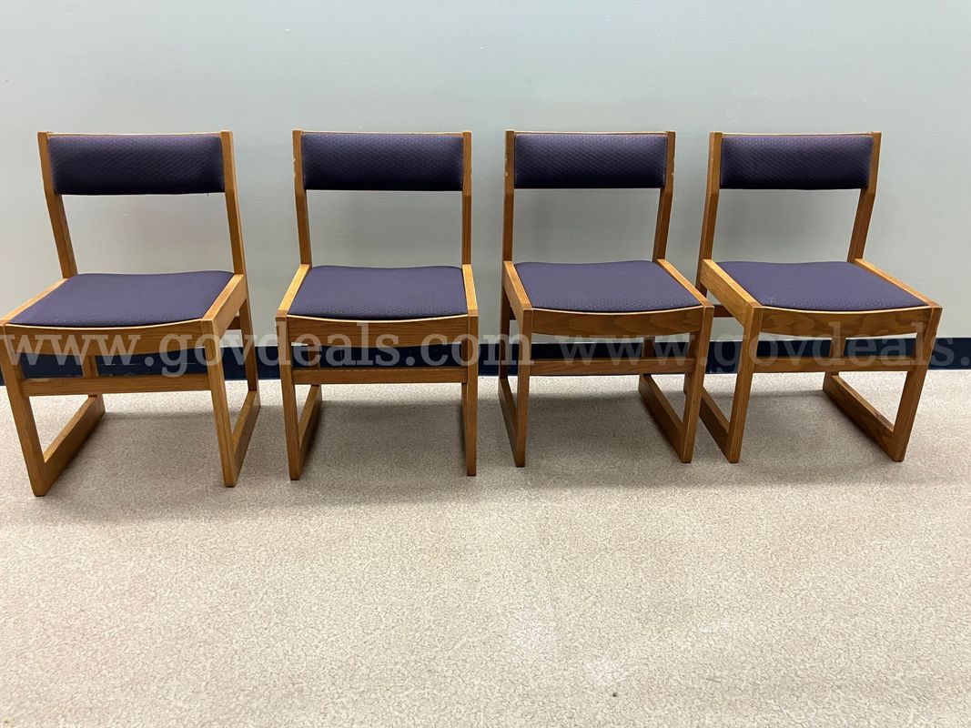 Set of 4 Jasper Chair Co. Solid Oak Library / Office Chairs (Upholstered)