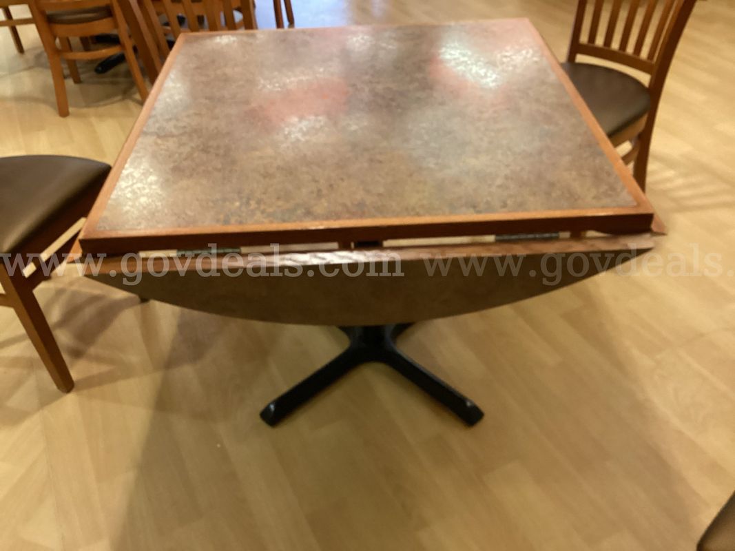 Convertible Drop-Leaf Dining Table (51" Round / 36" Square) with 6 Slat-Back Chairs