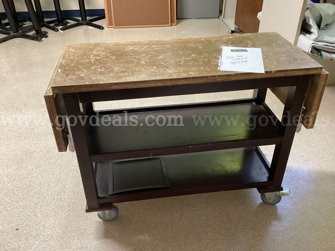 Mobile Industrial Utility Cart Table w/ Drop Leaves – 38" x 16" x 31"