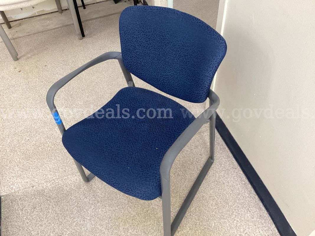 Haworth Improv Guest / Side Armchair – Blue Patterned Fabric