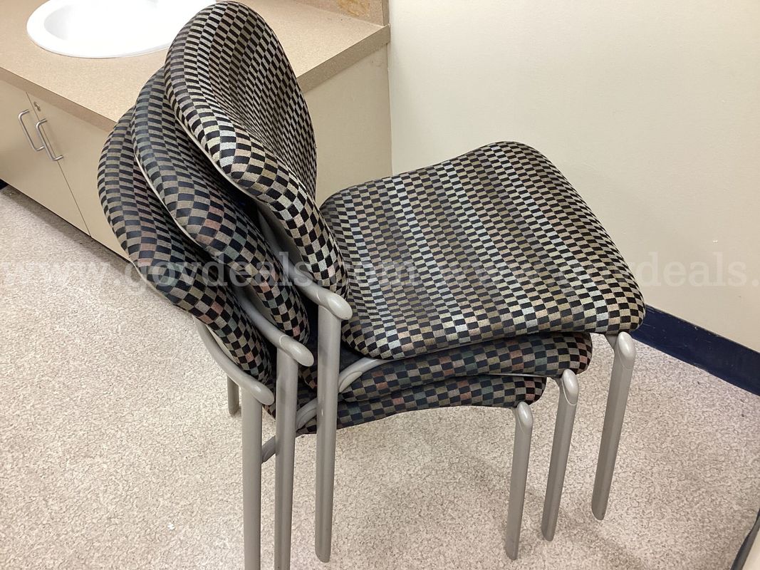 Set of 3 Haworth Improv Stacking Side Chairs - Patterned Fabric & Gray Frame