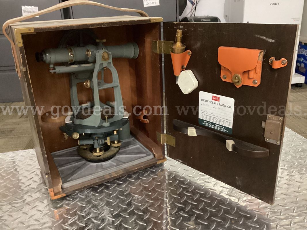Vintage Keuffel & Esser (K&E) Surveying Transit No. 74 0070 with Original Wooden Case & Accessories