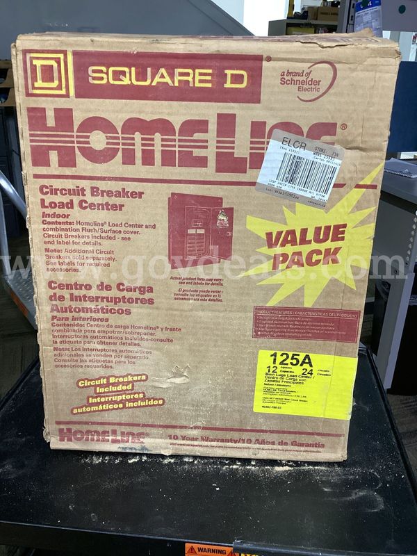 Square D Homeline 125A 12-Space 24-Circuit Indoor Main Lugs Load Center Panel Pack