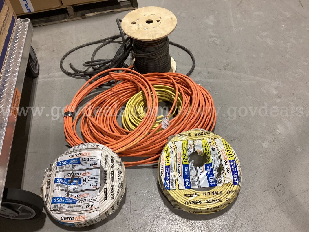 Assorted Electrical Wire & Building Cable Lot - CerroWire 14-2 NM-B, 12-2 NM-B, Spools & Coils