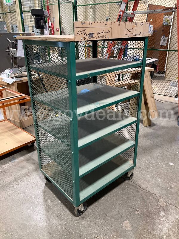 Heavy-Duty Green Steel Multi-Tier Mobile Shop Storage Cart