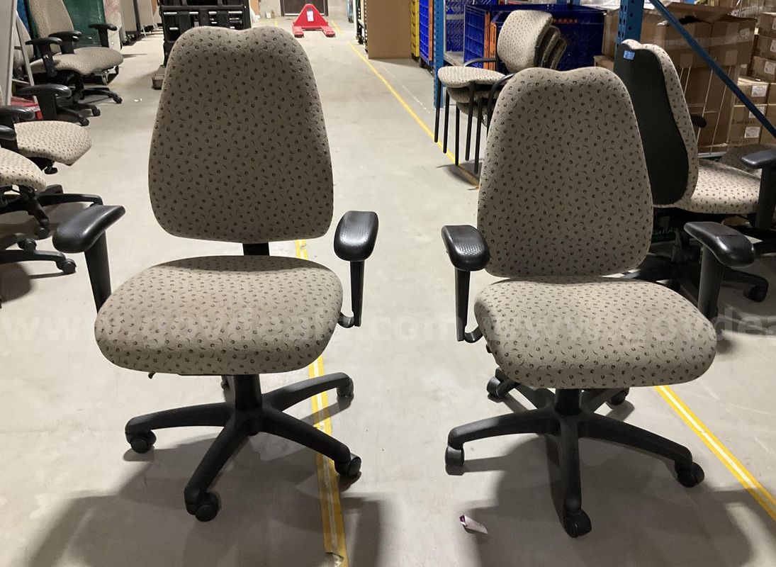 Pair of SitOnit Seating Ergonomic Office Task Chairs – Beige/Patterned