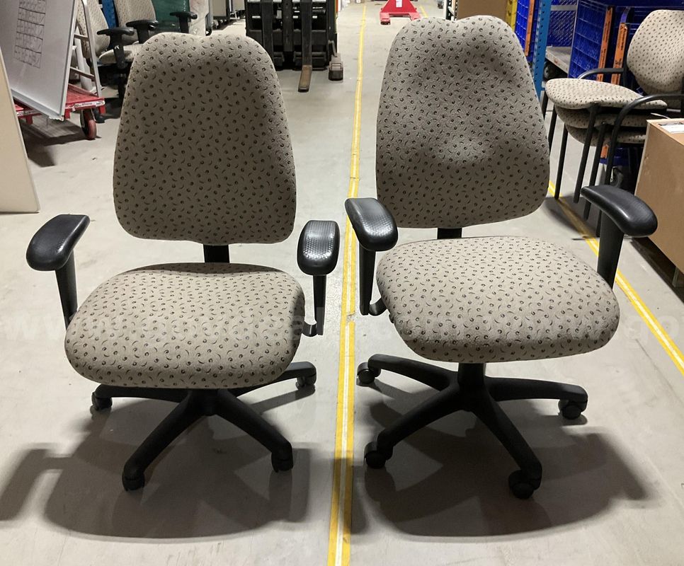 Pair of SitOnit Seating Ergonomic Office Task Chairs – Beige/Patterned