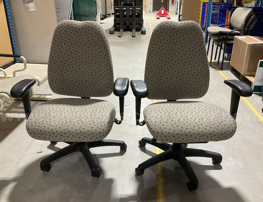Pair of SitOnit Seating Ergonomic Office Task Chairs – Beige/Patterned