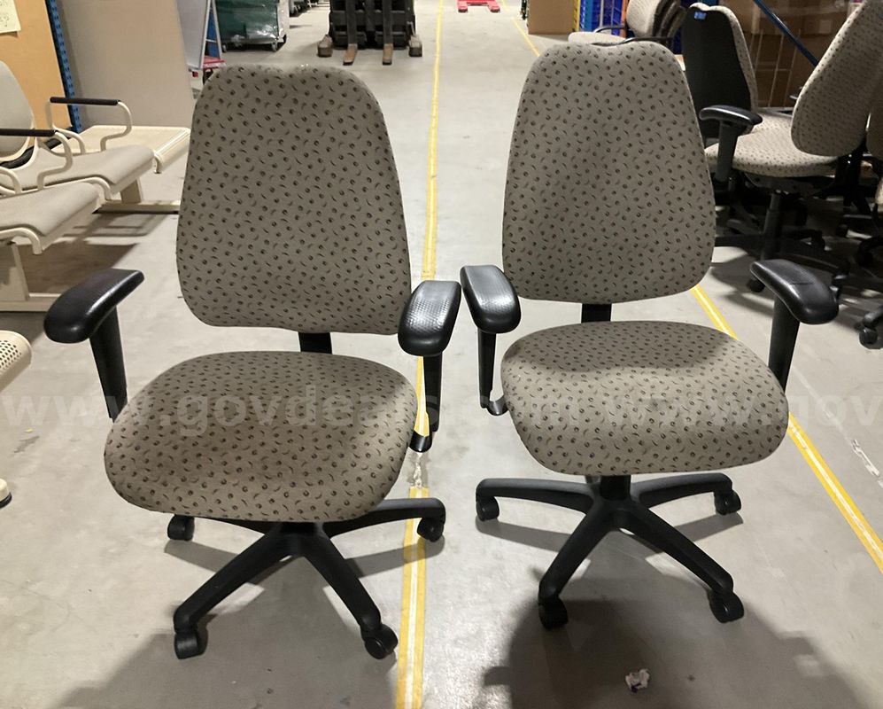 Pair of SitOnit Seating Ergonomic Office Task Chairs – Beige/Patterned